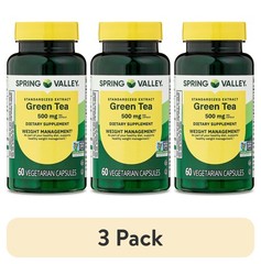 3 Pack Green Tea Extract Capsules for Weight Management, 500mg, 60 Count