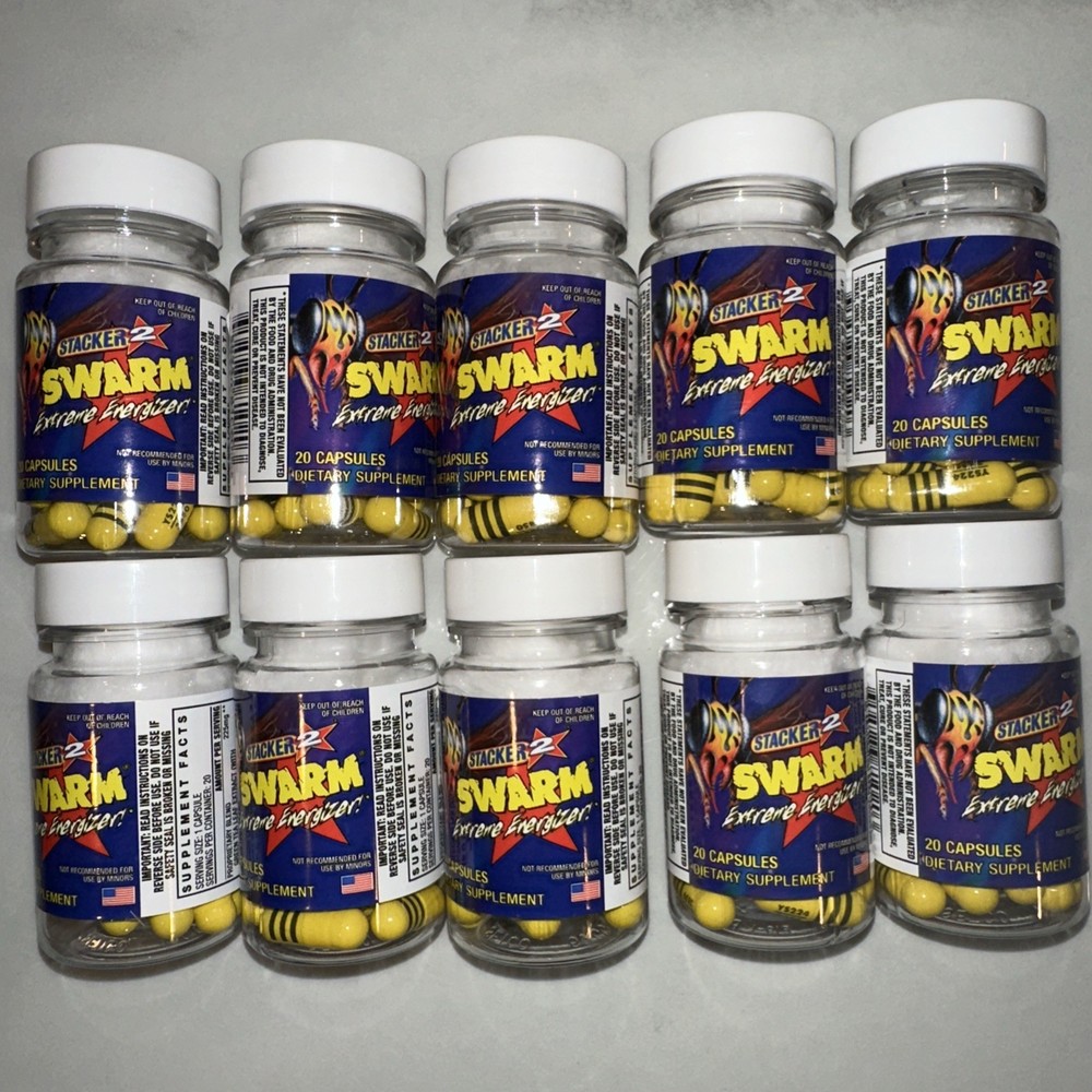 SWARM Extreme Energizer Weight Loss 20 ct Lot of 10 X= ( 200 Capsules)