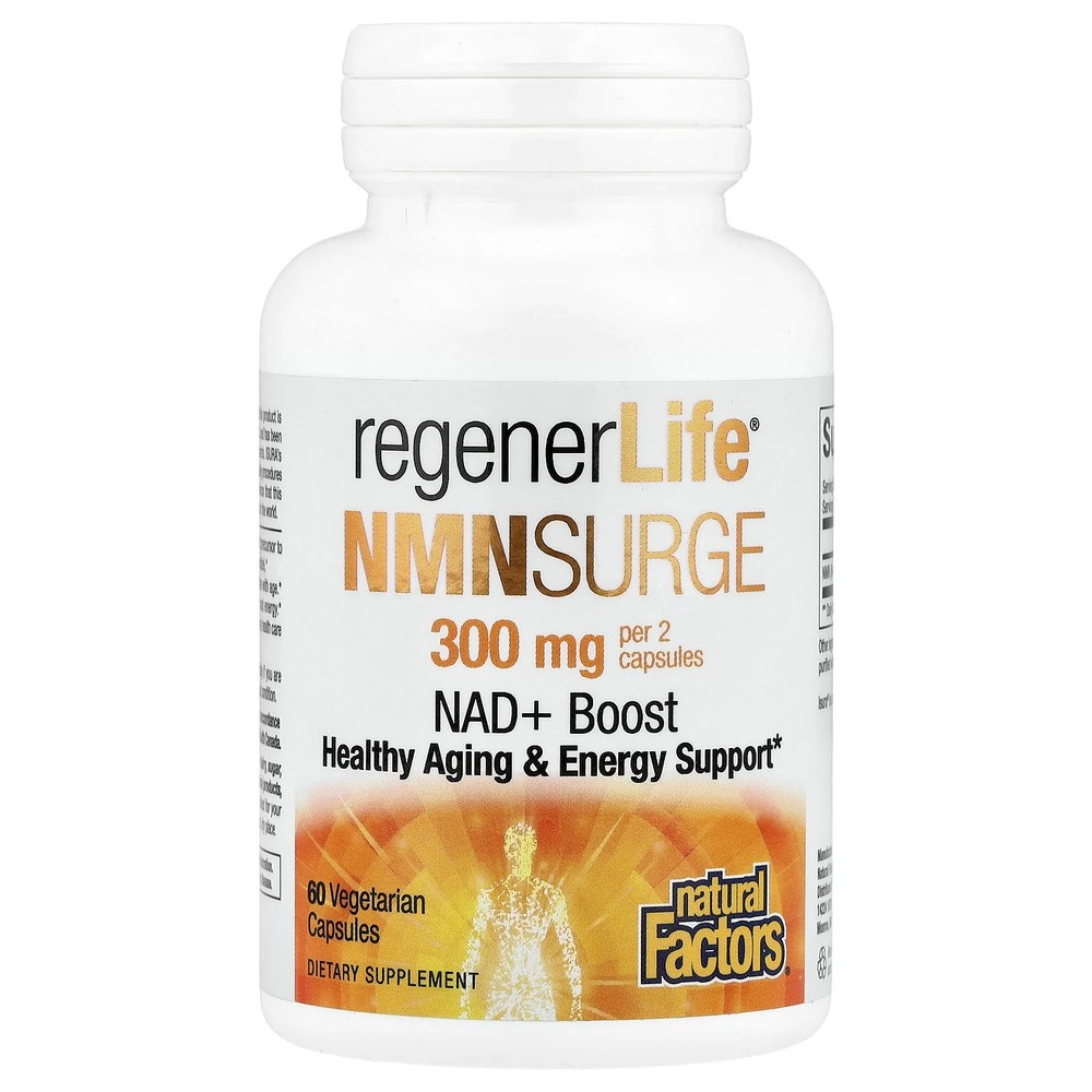 2 X Natural Factors, RegenerLife�, NMN Surge, 60 Vegetarian Capsules (150 mg pe