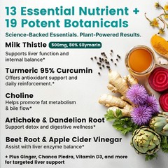 32-in-1 Liver Support with Milk Thistle Supplement – Liver Detox with Silymari