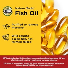 Omega-3 Fish Oil Softgels 1000mg, 250 Count – Mercury Purified, Trusted Quality