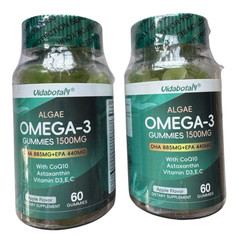 2x Vidabotan Algae Omega-3 Gummies – 1500mg – 2 x 60 Count – Ex: 6/27
