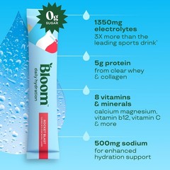Bloom Daily Hydration Electrolyte Powder Packets with Collagen, 5g Protein, E…