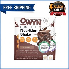 OWYN Complete Nutrition 20g Protein shake Chocolate 11.15 fl oz 4 Count…….