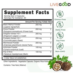 LiveGood Parasite Cleanse More Common Bloating Discomfort Relief 60pc NEW