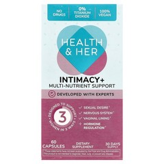 2 X Health and Her, Intimacy+, Multi-Nutrient Support, 60 Capsules