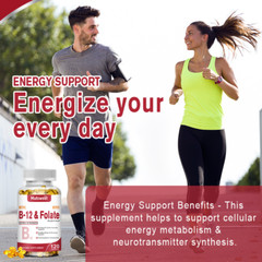 Methyl Folate Capsules, Methylated Multivitamin for Women & Men w/Vitamin B12 B6