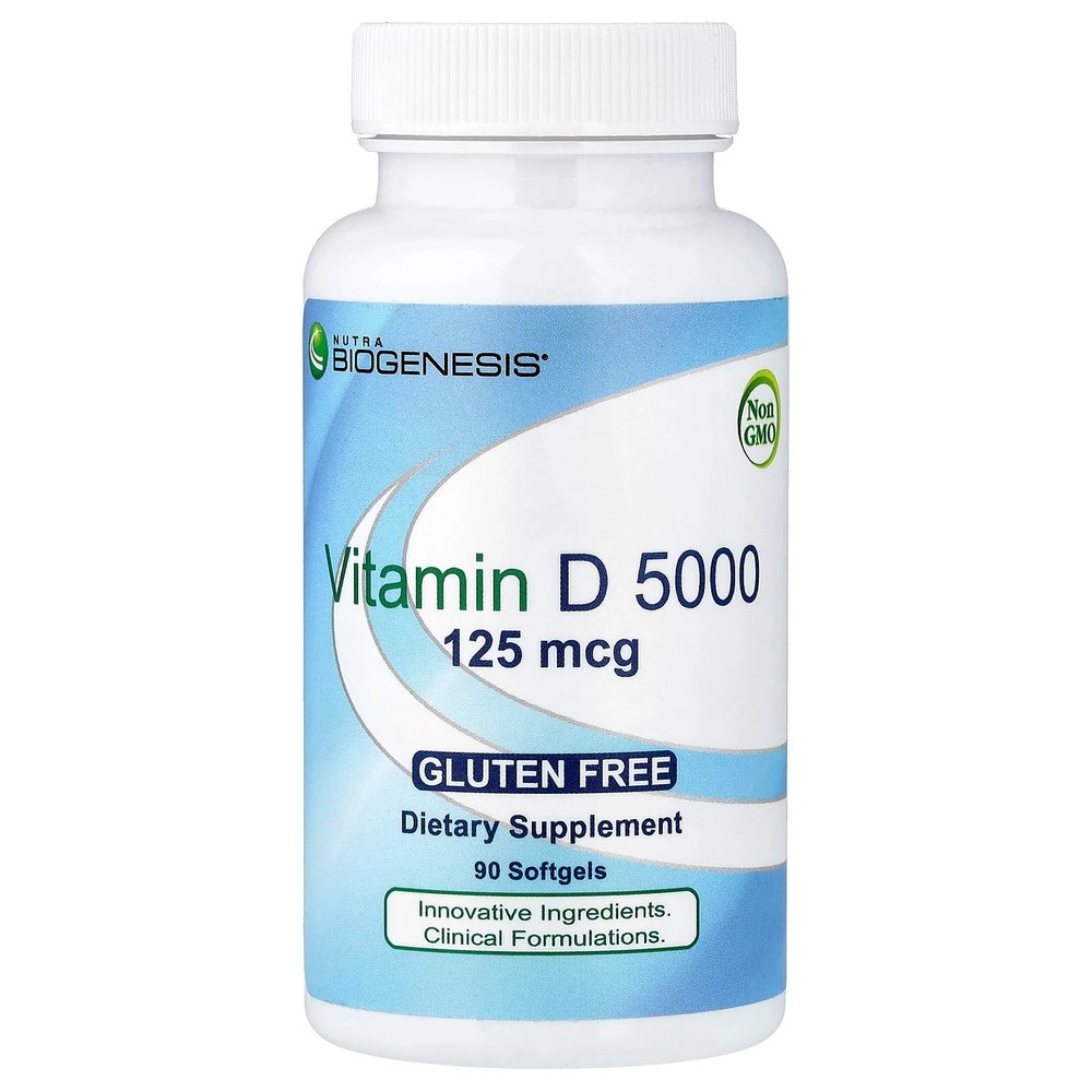 2 X Nutra BioGenesis, Vitamin D 5000, 125 mcg, 90 Softgels