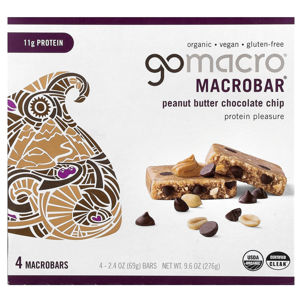 MacroBar®, Protein Pleasure, Peanut Butter Chocolate Chip, 4 Bars, 2.4 oz (69 g)