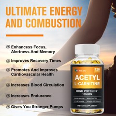 L-Carnitine 1500mg, High Potency Supports Natural Energy Production 120 Capsules