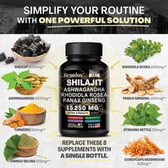 Shilajit Pure Himalayan 9000MG Energy Booster Ashwagandha 2000MG 30/60/120 Caps