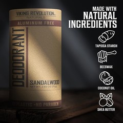 Viking Revolution Sandalwood Deodorant for Men – Aluminum Free Men (2.65oz)