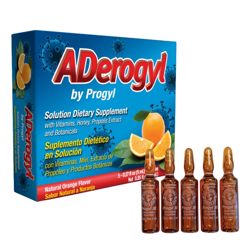 Aderogyl Oral Liquid Vitamins with A, C, D, E, Zinc, 0.03 Fl Oz (Pack of 5)