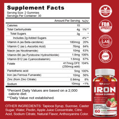 Iron Gummies – with Vitamin C – Energy and Immune Support Hemoglobin Production