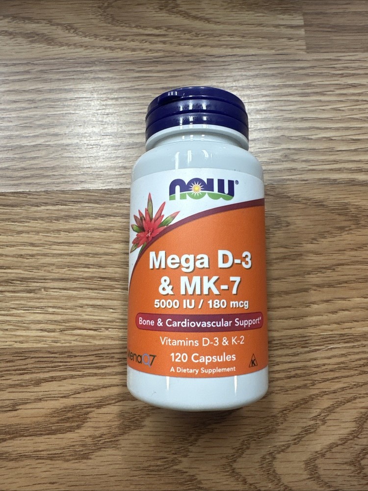 NOW FOODS Mega D-3 & MK-7 120 Veg Capsules Exp 10/2027