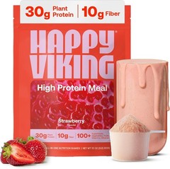 Happy Viking Plant-Based Protein Powder +100 Superfoods Strawberry Meal Repla…