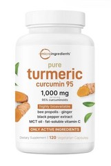 Pure Turmeric Curcumin 1000mg 120 Veggie Caps 95% Curcuminoids Black Pepper