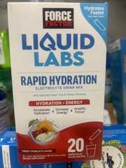 Force Factor Liquid Labs Energy Drink, Electrolytes Powder, Hydration Packets