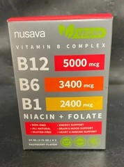 2-PC Nusava Vitamin B complex – B 12, B 6 & B 1 + Niacin & Folate – Double pack