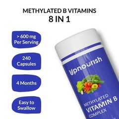 UpNourish Methylated B Complex Vitamins for Women and Men, 240 Veggies Capsules
