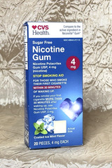 CVS Nicotine Gum 4mg Ice Mint – 20 Pieces, Sugar Free Fast Free Shipping 3/2028
