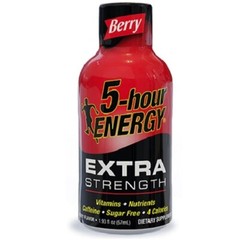 5-Hour Energy Extra Strength Berry Flavor 12 Count Box 1.93 oz Bottles.