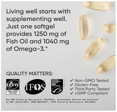 Sports Research Omega-3 Fish Oil 1250mg 90 Softgels Triple Strength