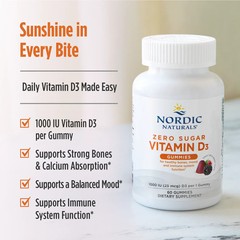 Nordic Naturals Zero Sugar Vitamin D3 Gummies – Vegetarian, Non-GMO – 60 Ct