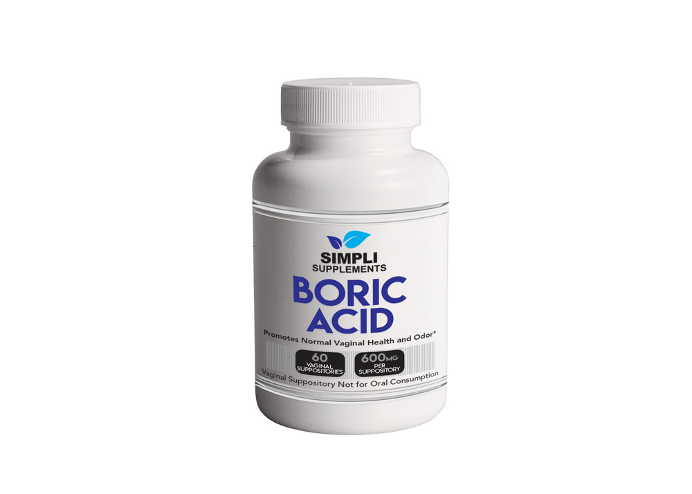 Boric Vaginal Suppositories – 60 Count (600mg) – By Simpli Supplements