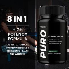 (2 Pack) Puro Vitality Boost, Premium Supplement Maximum Strength (120 Capsules)