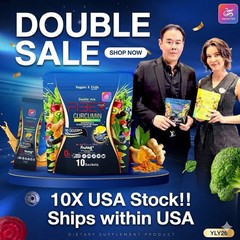 10❌bags Yaaleeyah Double Mix Fiber Plus Curcumin Veggie & Fruit Powder 10Sachets