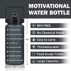 ST-YIBEN 64oz Large Motivational Water Bottle 64 Ounces, 64oz-Matte: Power