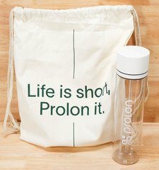 Prolon Water Bottle With Straw Top (28 Ounce) And Canvas Drawstring Bag Prolon