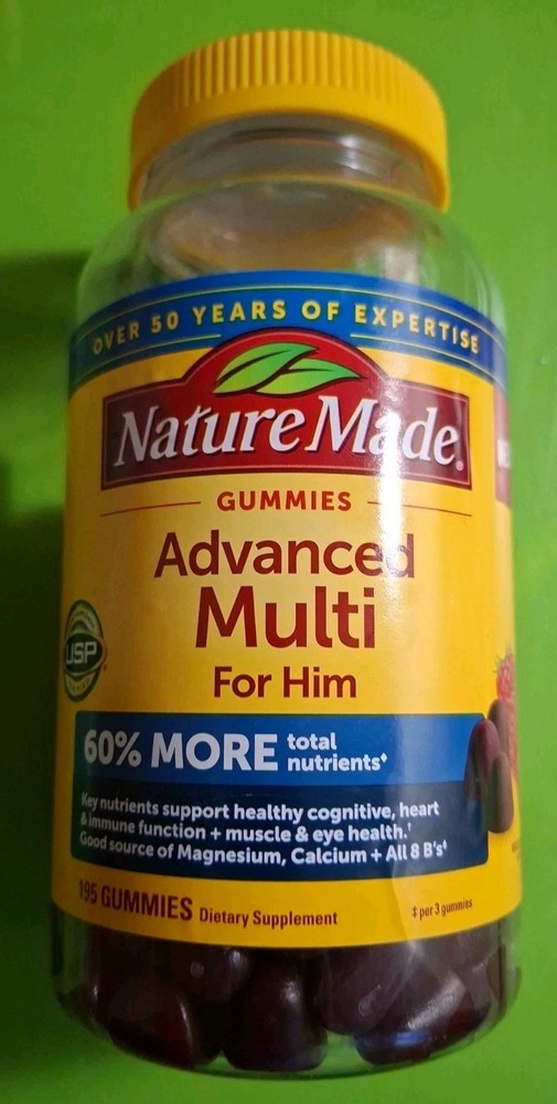 Nature Made Advanced Multi For Him Gummies 195 Ct Multivitamin Exp 05/2027