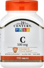 110 Count Gluten-Free Vitamin C 500mg Tablets for Immune Health and Wellness