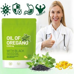 Oil of Oregano 6000mg Softgels Featuring Black Seed Oil – 300 Oregano Oil