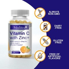 Vitamin C Plus Zinc Supplement Antioxidant Immune System Booster & Support