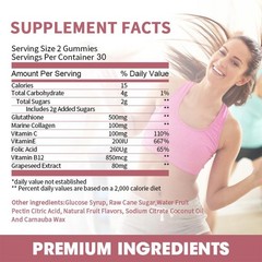 Glutathione Gummies – Collagen,Anti-aging, Skin Whitening, Detox,Anti-wrinkle