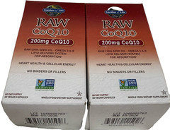 FOR 2 Garden of Life Raw CoQ10 200 mg 60 Vegan Capsules 120 Total EXP12/2026+