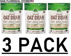 3 PACK – NOW Foods, Organic Oat Bran, 14 oz (Total 42 oz) Non-GMO, Vegan FRESH