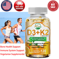 Vitamin D3 5000 IU + K2 200mcg 120 Capsules Extra Strength D3 K2 Supplements