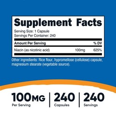 Nutricost Niacin (Vitamin B3) 100mg, 240 Capsules – with Flushing