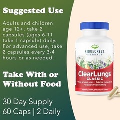RidgeCrest Herbals ClearLungs Classic Natural Lung and Nasal Daily Health Sup…