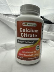 Best Naturals Calcium Citrate with Vitamin D3 240 Tablets Exp 2/26+