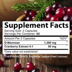 D-Mannose Capsules 1300 Mg Per Serving Bladder and Urinary Health
