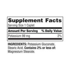 Spring Valley Potassium Caplets Dietary Supplement Value Size, 99 mg, 250 Count