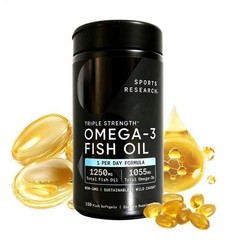 Sports Research three Strength Omega-3 Fish Oil, 150 Fish Softgels