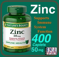 Zinc, NATURE’S BOUNTY ZINC 50mg 400 ct Tablets Supports ~ Immune Health