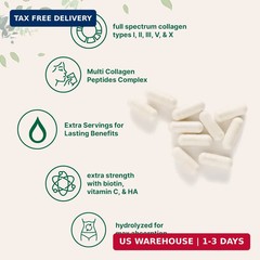 Micro Ingredients Multi Collagen Pills for Women & Men, 240 Capsules | Type I, I