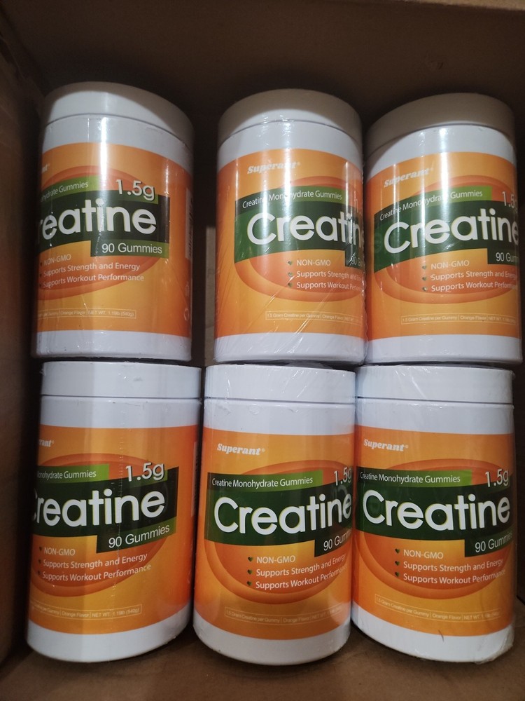 6 Pack SUPERANT Creatine Monohydrate Gummies 90ct 1.5g Vegan Non-GMO Orange New